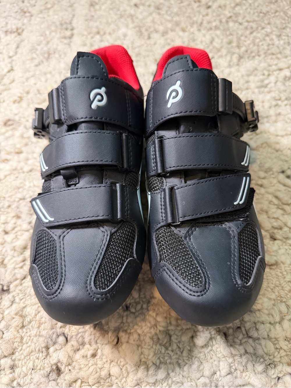 Peloton Black Athletic Shoes with Red Lining